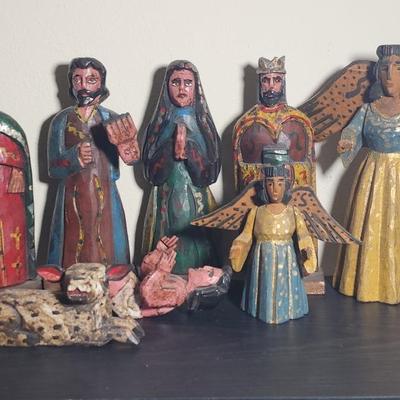 Wood Carved Nativity Set