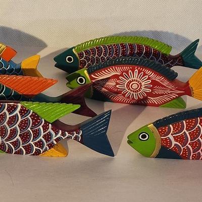 School Of Colorful Wooden Fish