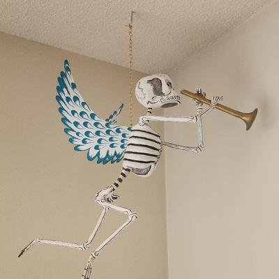 Flying Trumpet Playing Angel Skeleton 