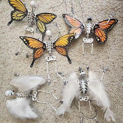 Heriberto Sanchez Day of the Dead Flying Skeleton Monarch Butterflies  
