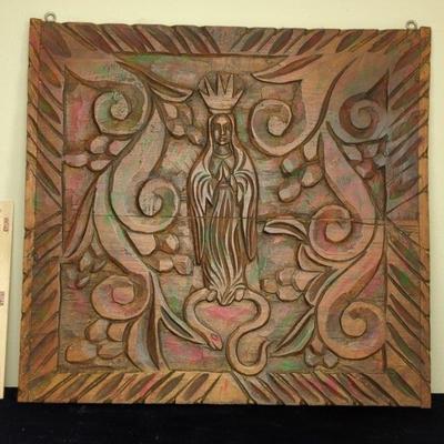 Hand Carved Folk Art Madonna/Lady of Guadalupe 