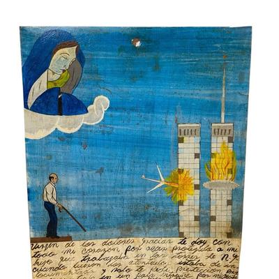 Anonymous Ex Voto 9-11 Twin Towers Tin