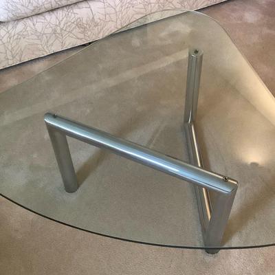 Mid Century Triangular Glass/Chrome Coffee Table 