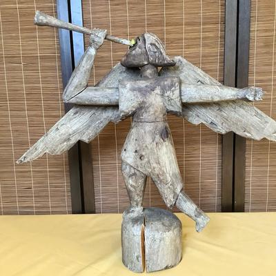 Carved Wooden Angel Statue