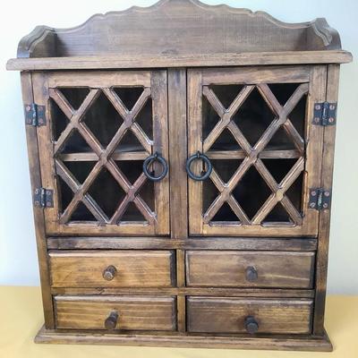 Small Hanging Wooden Latticed Cabinet