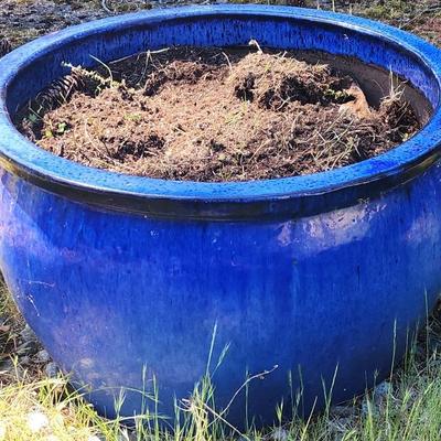 Large Ceramic Blue Planter 