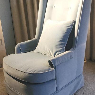 Mid-Late Century Velvet Light Blue Armchair 