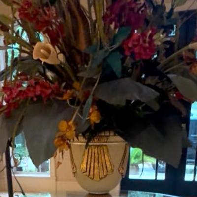 Planter with silk arrangement