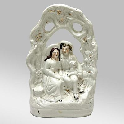Staffordshire Wedding Figurine | Antique Staffordshire wedding figurine. - h. 14.5 x w. 9.5 x d. 3 in
