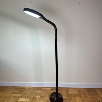 Black Adjustable Arm Floor Lamp | Modern floor lamp with painted black round base, lamp pole and adjustable arm for reading. - h. 60 x w....