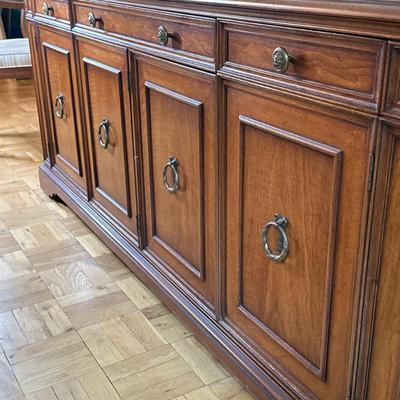 Henredon Sideboard Cabinet | Henredeon French Regency style sideboard cabinet with three upper drawers atop lower cabinets. - h. 23.5 x...
