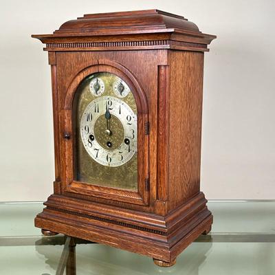 Junghans German Bracket Clock | Vintage (early 20th c.) Junghans (German) bracket clock with Westminster chimes, winding key and pendulum...