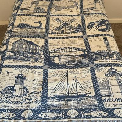 Nautical Themed Throw Blanket - Massachusetts | Nautical themed decorative throw blanket of Massachusetts locations such as Brewster...