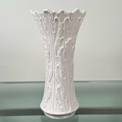 Lenox Vase - "Woodland Acanthus Leaf" | Vintage (mid 20th c.) Lenox ivory colored "Woodland Acanthus Leaf" embossed...
