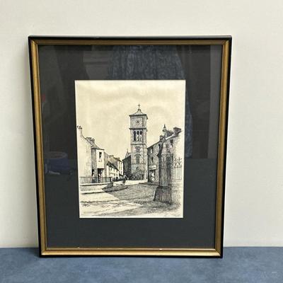 Lithograph - "The Friary" | Possibly a view of "The Friary" from the gates of Rowe Street in Wexford, Ireland....
