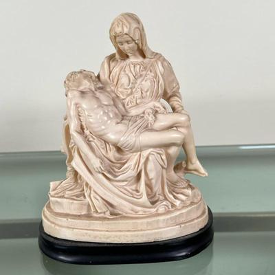 Carved Statue - "Pieta" or "The Pity" | Small statue, most likely a replica/reproduction of Michelangelo's...