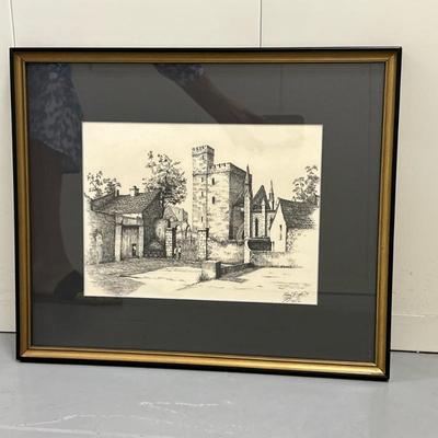 Lithograph - "Tynte's Castle" | Possibly a view of Tynte's Castle in Youghal, Ireland Lithograph/print Framed and...