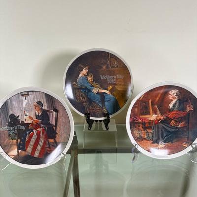 (3pc) Norman Rockwell (American, 1894 -1978) Plates - "Bedtime" & Others | Collection of hand-painted Norman Rockwell...