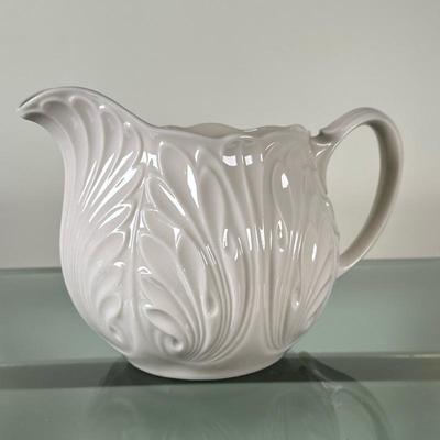 Lenox Pitcher - "Cottage Cabbage Leaf" | Vintage (mid 20th c.) Lenox cream colored "Cottage Cabbage Leaf" embossed...