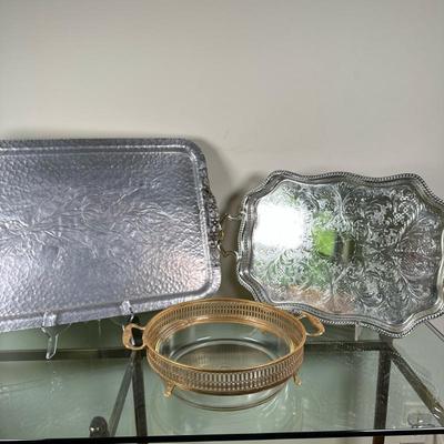 (3pc) Serving Pieces - Rodney Kent & Scandia Guld | Vintage (20th c.) silver-plated servers/serving dishes, including: Rodney Kent...