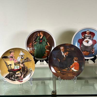 (4pc) Norman Rockwell (American, 1894 -1978) Plates - "The Tycoon" & Others | Collection of hand-painted Norman Rockwell...