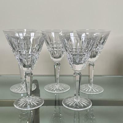 (5pc) Waterford Crystal - White Wine Glasses | Vintage (mid 20th c.) Waterford Crystal "Glenmore" pattern white wine glasses. -...