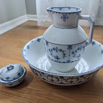 Antique Furnivals Wash Basin, Pitcher and Soap Dish Set 
