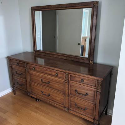 Kent-Coffey "Lauria" Long Dresser with Mirror and Lock
