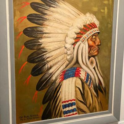 "One Bull" Canvas Art by Louis Shipshee