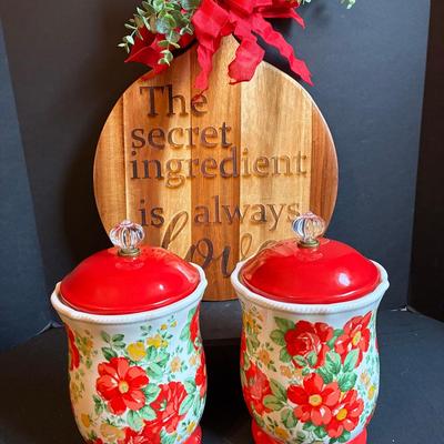 Pioneer Woman Canisters, plus Kitchen Sign