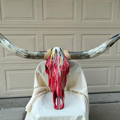 Painted Longhorn Skull & Horns