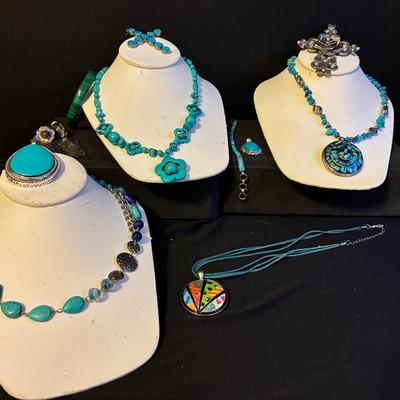 Chunky Turquoise Toned Costume Jewelry