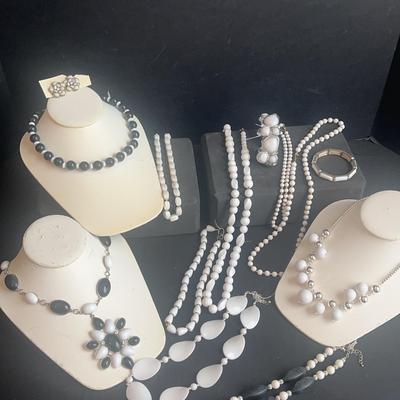 Black and white costume jewelry