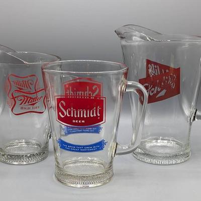 Schlitz, Schmidt, and Miller High Life Pitchers