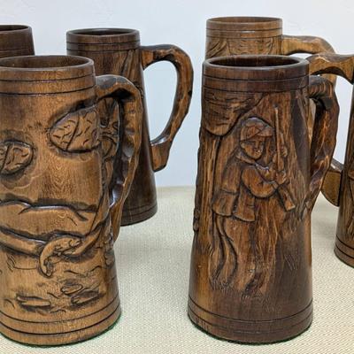 Hand Carved Wooden Steins #2