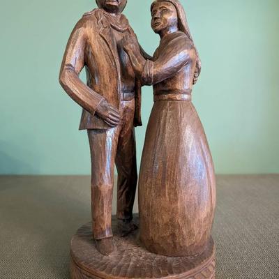 Hand Carved Early American Couple