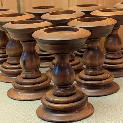Hand Turned Wood Pillar Candle Holders