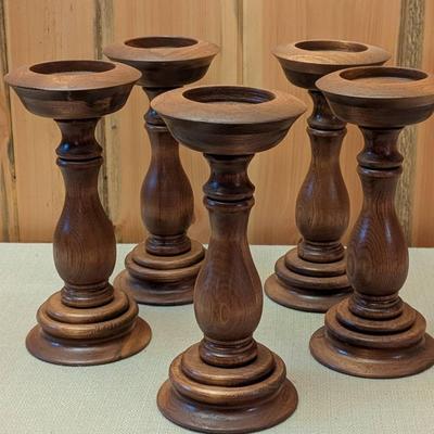 Hand Turned Wood Pillar Candle Holders