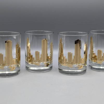 Marshall Fields Chicago Skyline Old Fashioned Glasses