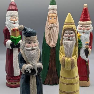 Hand Carved Folk Art Santas