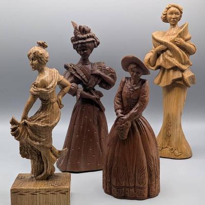 Four Ladies Wood Carvings 