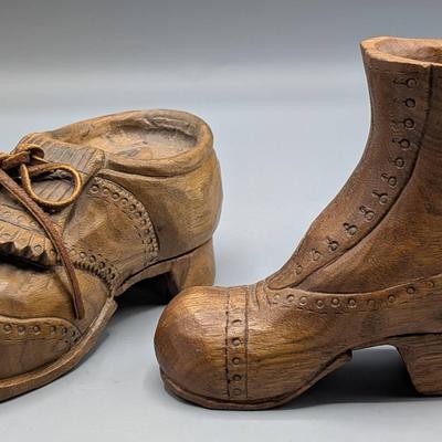Hand Carved Wooden Shoe Music Boxes
