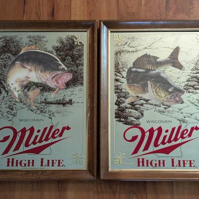 Miller High Life "Walleye" And "Bass" Mirrors