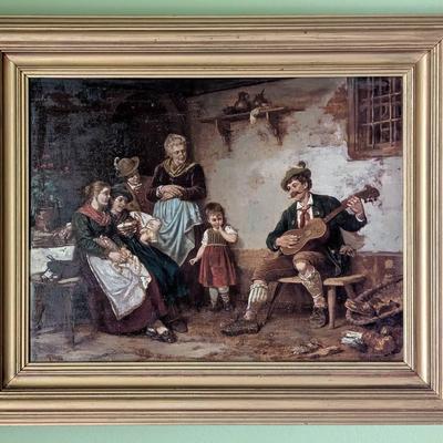 Antique Hand Embellished Print