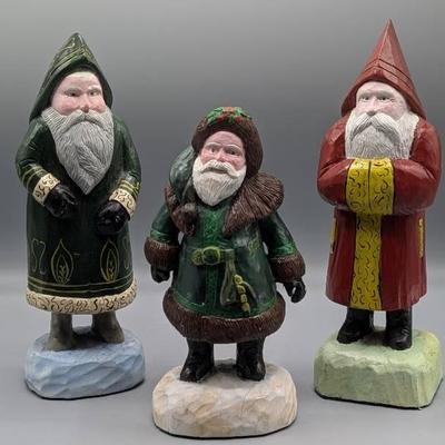 Hand Carved Folk Art Santas