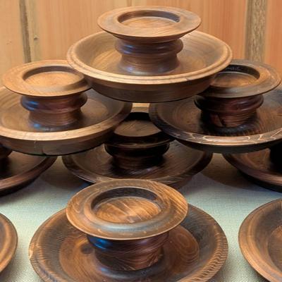 Turned Wood Candle Holder Centerpieces