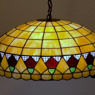 Antique leaded glass hanging lamp.  $400