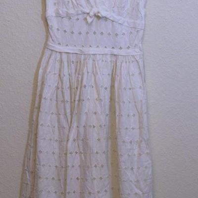 1953 Women's white cotton eyelet dress - probably a size 0 or 2 in current sizing