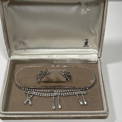 Sale Photo Thumbnail #16: 50's Rhinestone necklace with matching earrings