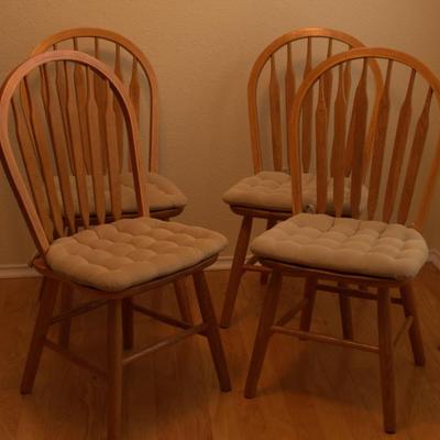 Sale Photo Thumbnail #6: solid oak dining chairs that go with the dining table.  $100 if sold separately
